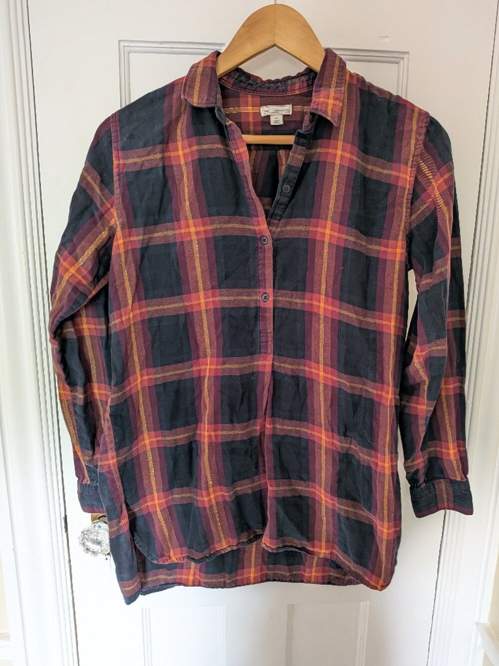 Gap Womens Tunic Flannel Plaid Shirt